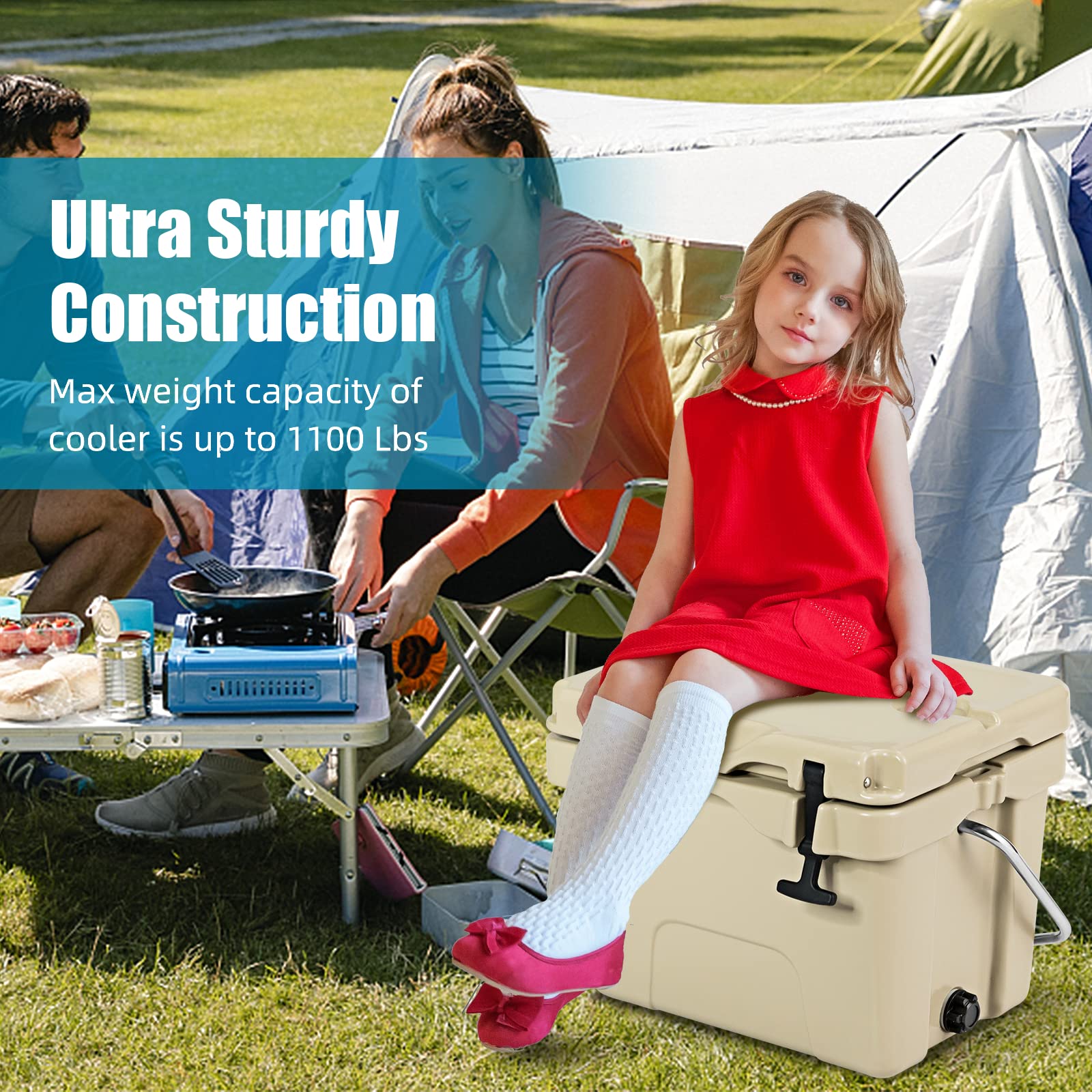 Costway 16-quart cooler bottom anti-slip feet prevent sliding
