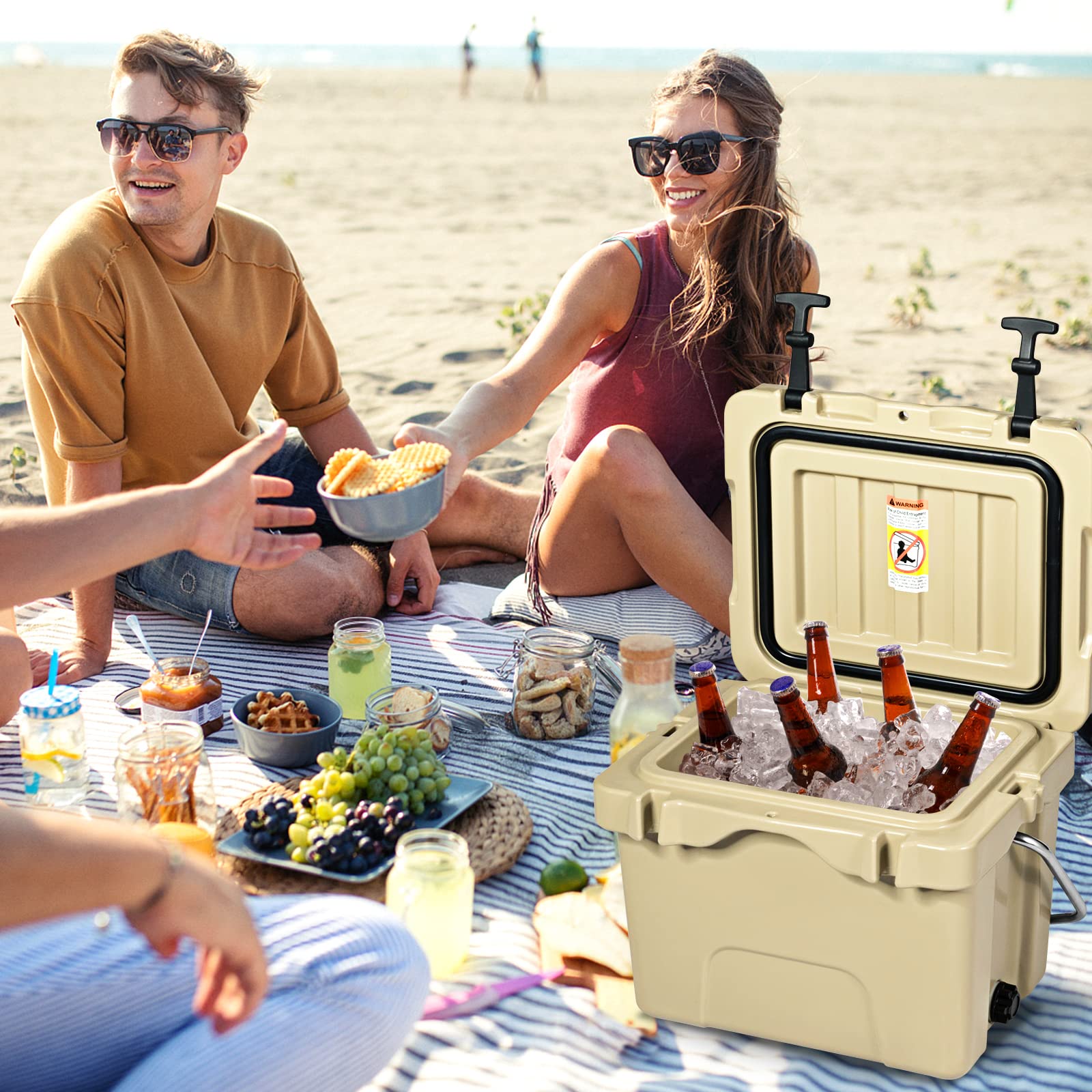 CostWay 16-quart cooler lid-open view for easy access to beverages