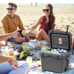COSTWAY 16-quart grey cooler opened to show space for 24 cans and organized interior