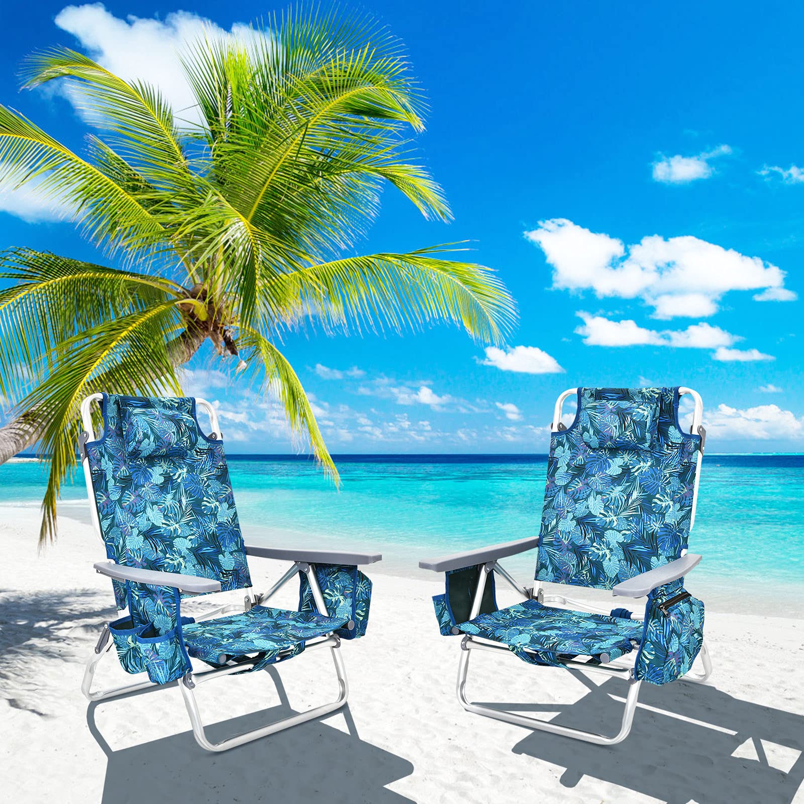 COSTWAY aluminum frame provides sturdy support up to 300 lbs per chair.