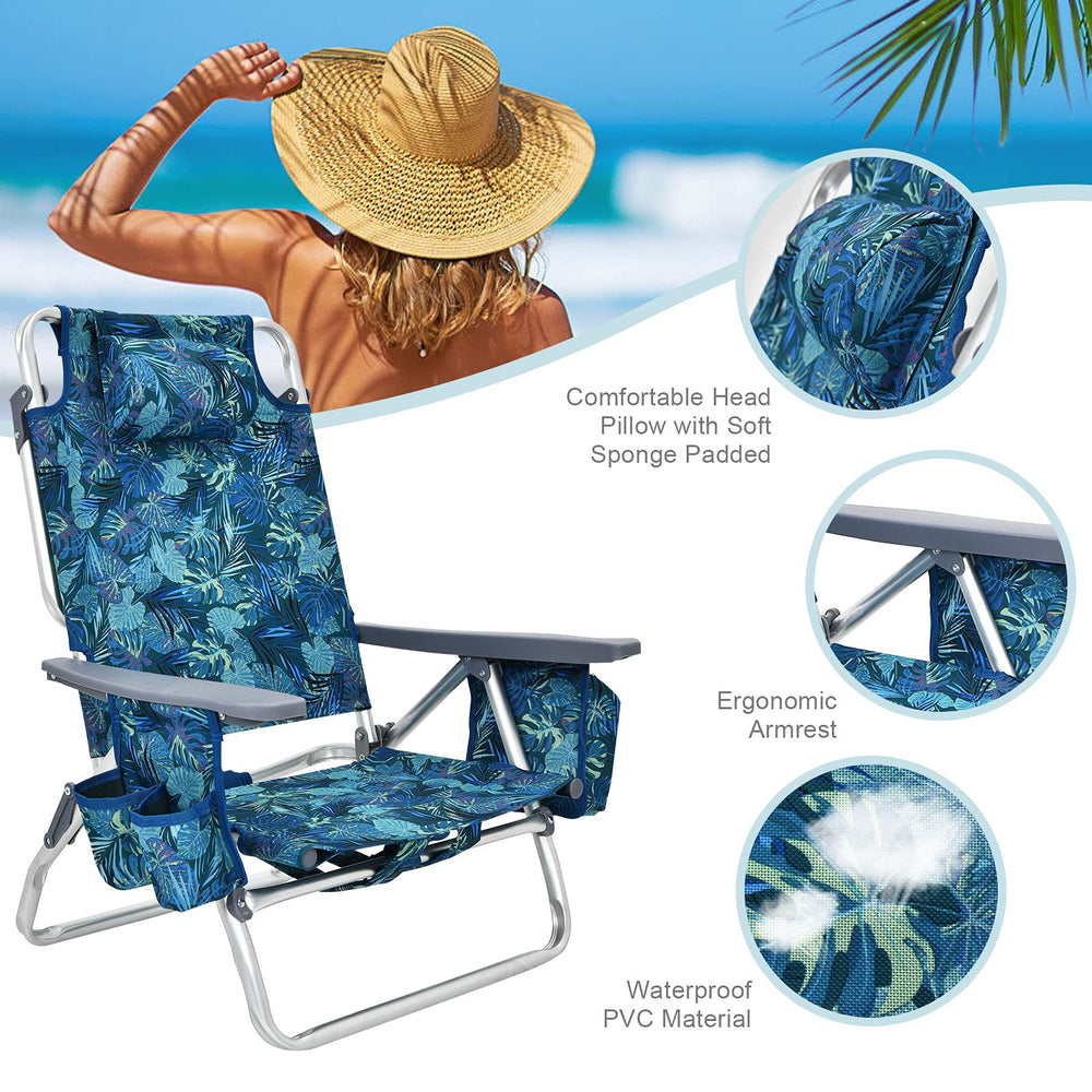 Costway backpack beach chairs cup holders feature for beverages