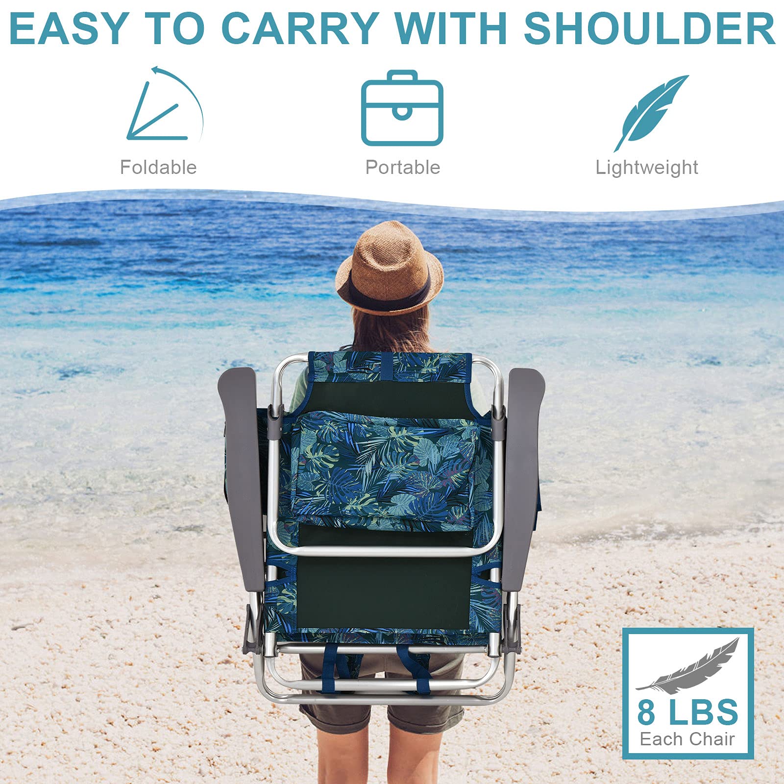 Costway backpack beach chairs storage bag included for easy transport