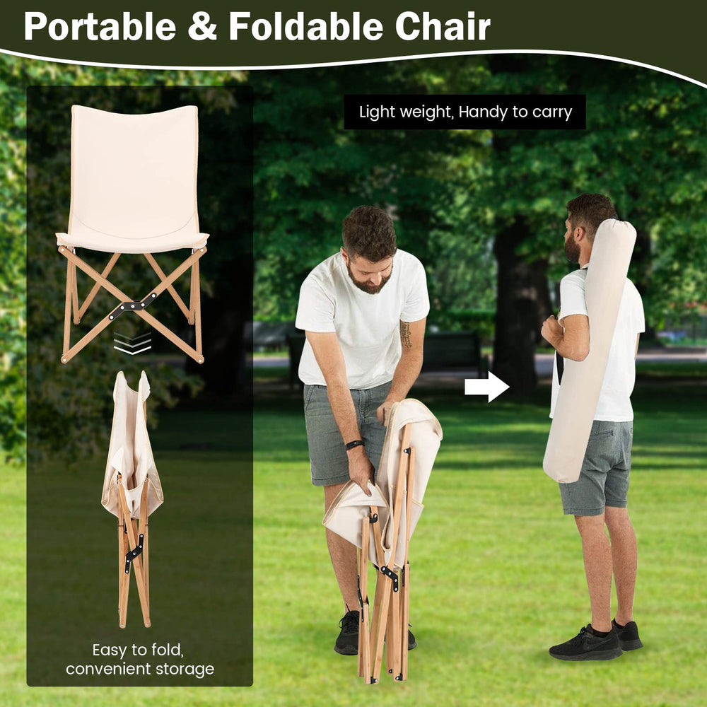 Costway beige canvas seat offers breathable comfort during use.