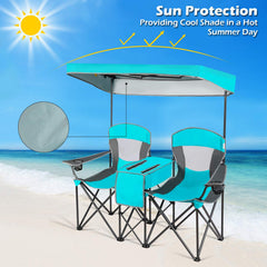 Costway double camping chair cooler bag keeps drinks cold outdoors.