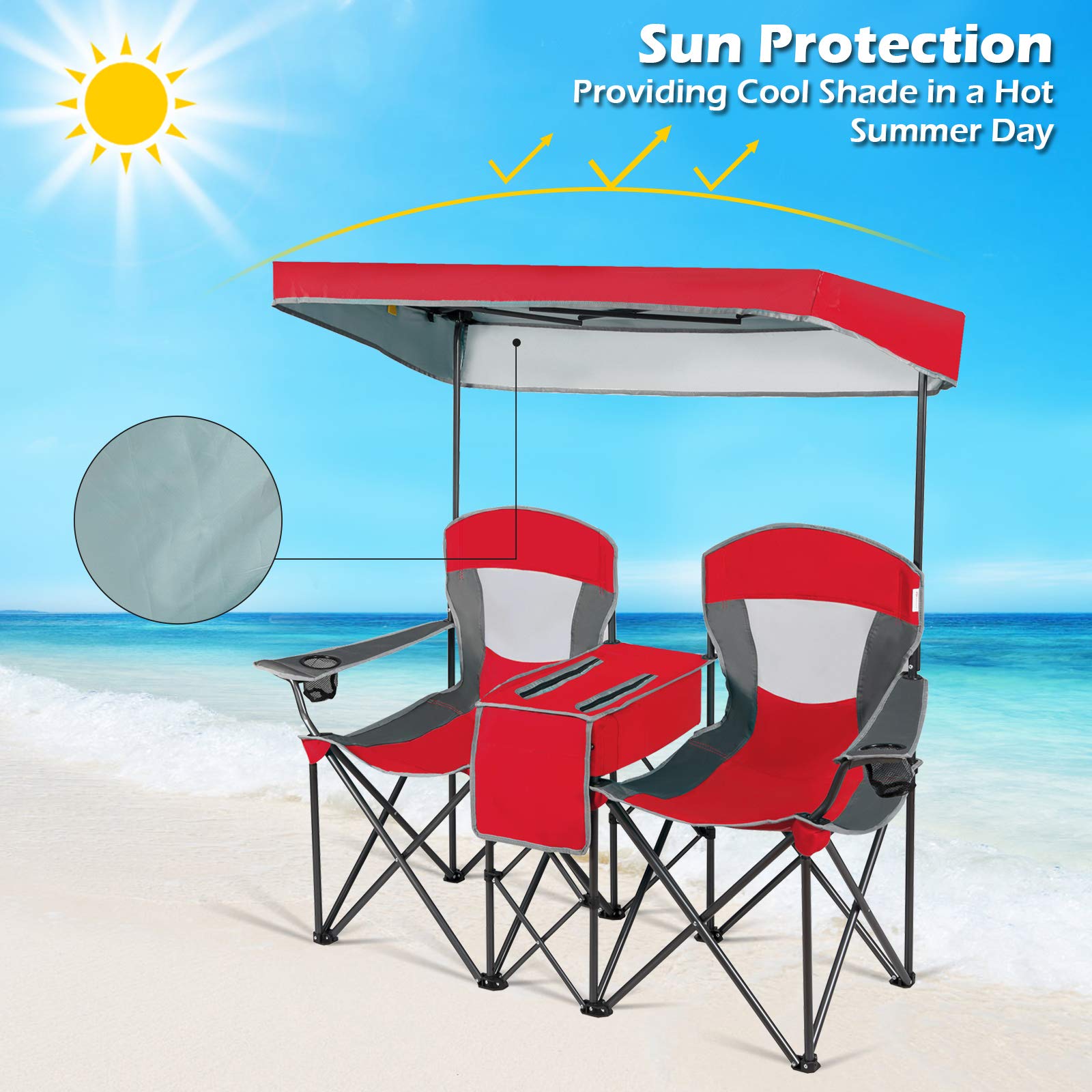 COSTWAY chair front pocket for small items during picnics