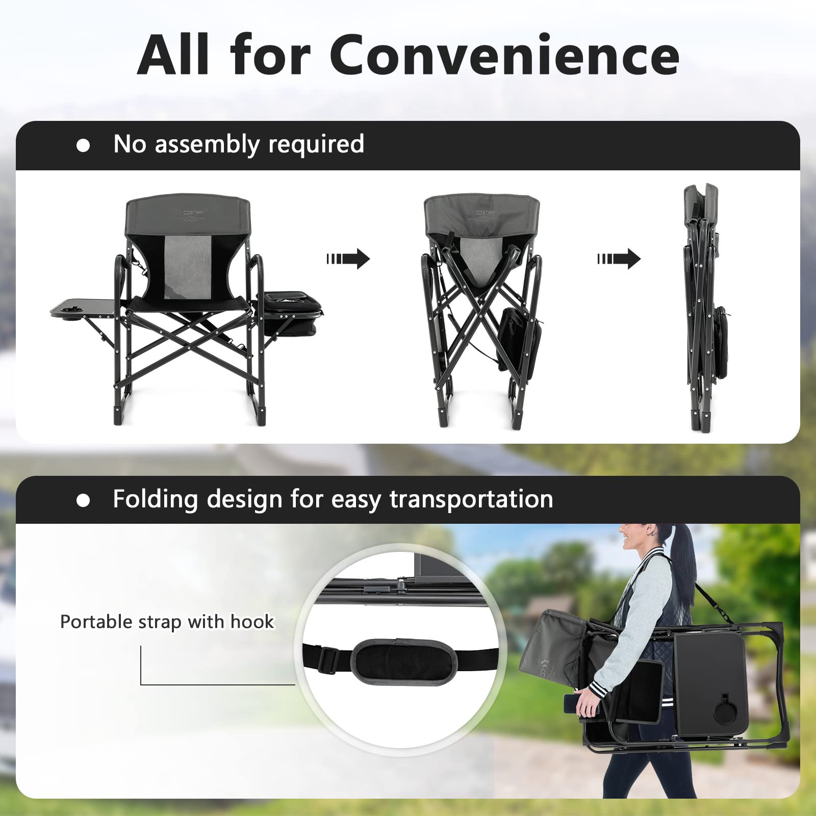 Costway folding compact storage keeps the chair ready in trunk