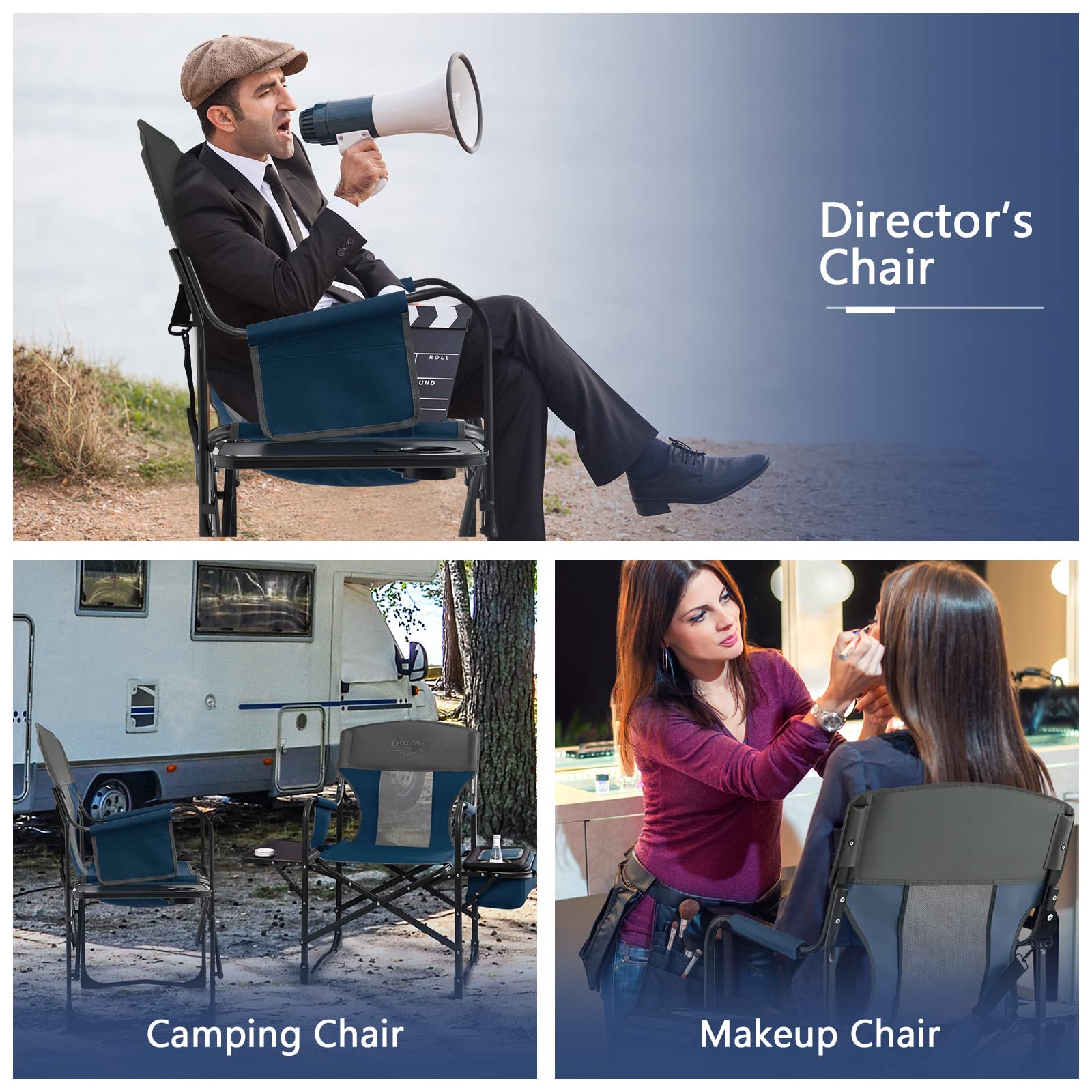COSTWAY folding chair includes detachable armrest pads for added comfort.