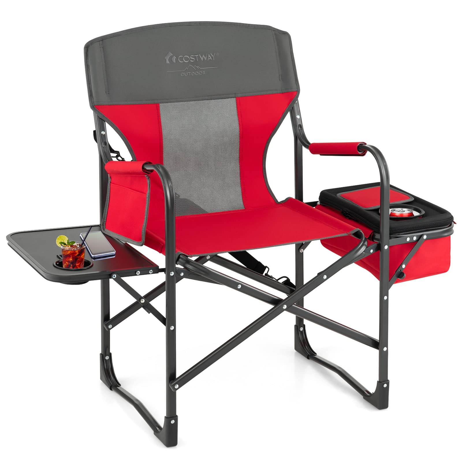 Costway folding camping chair backrest provides ergonomic comfort for outdoor seating.