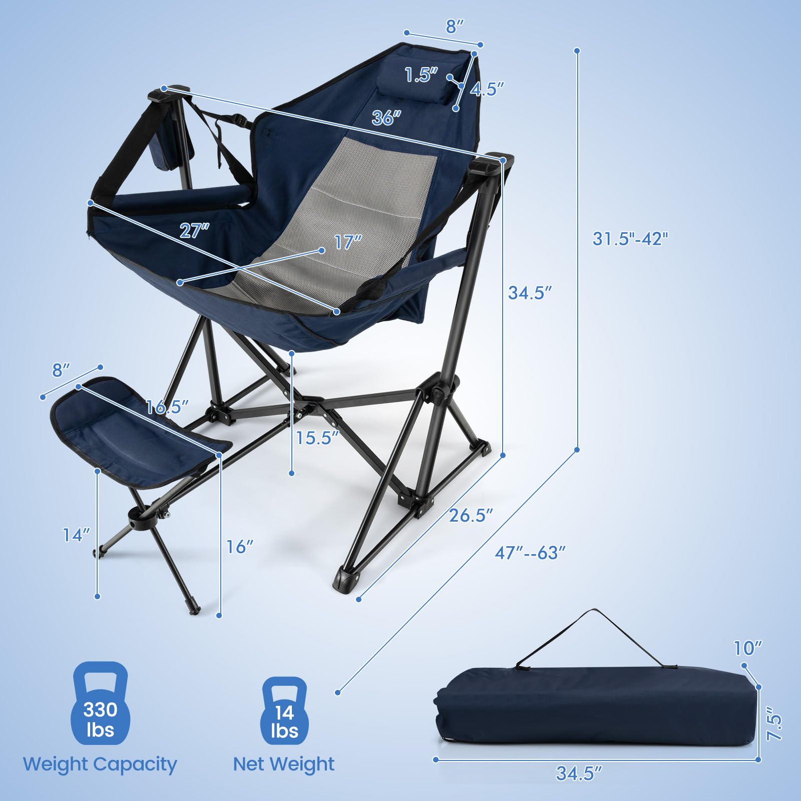 Costway folding chair stored in carry bag for easy transport.