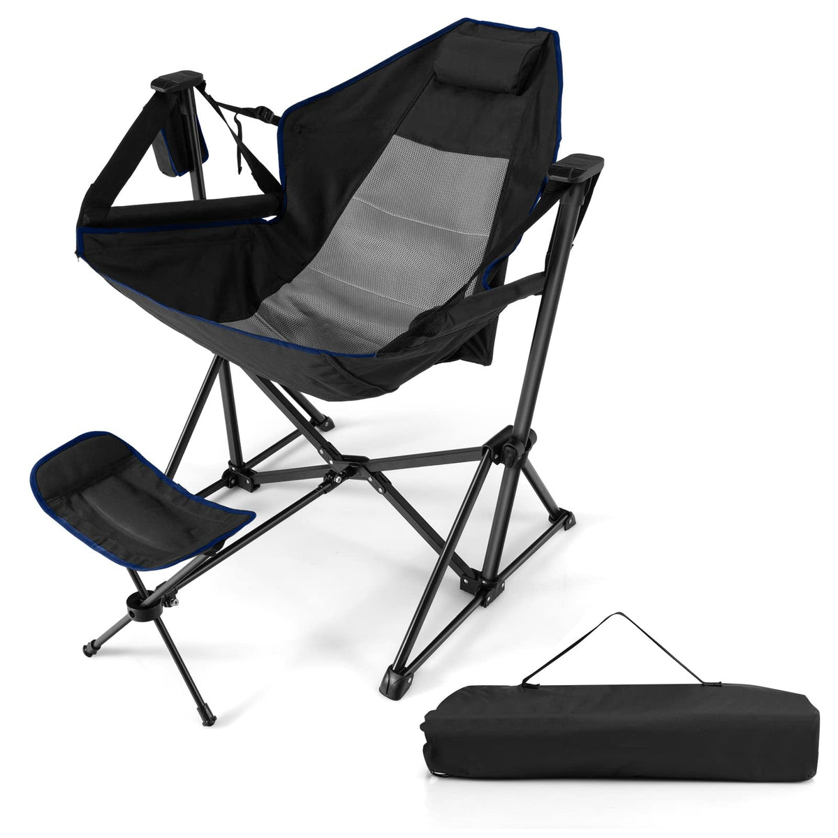 COSTWAY folding camping chair with footrest for relaxed outdoor seating