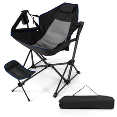COSTWAY folding camping chair with footrest for relaxed outdoor seating