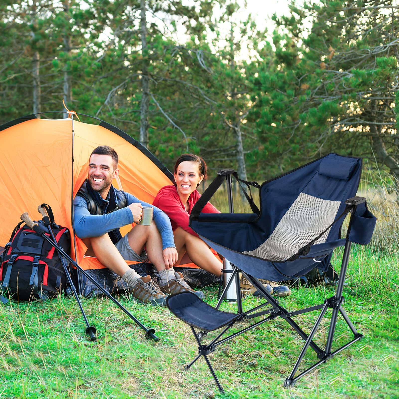 Costway heavy-duty rustproof frame delivers stable seating on uneven terrain.
