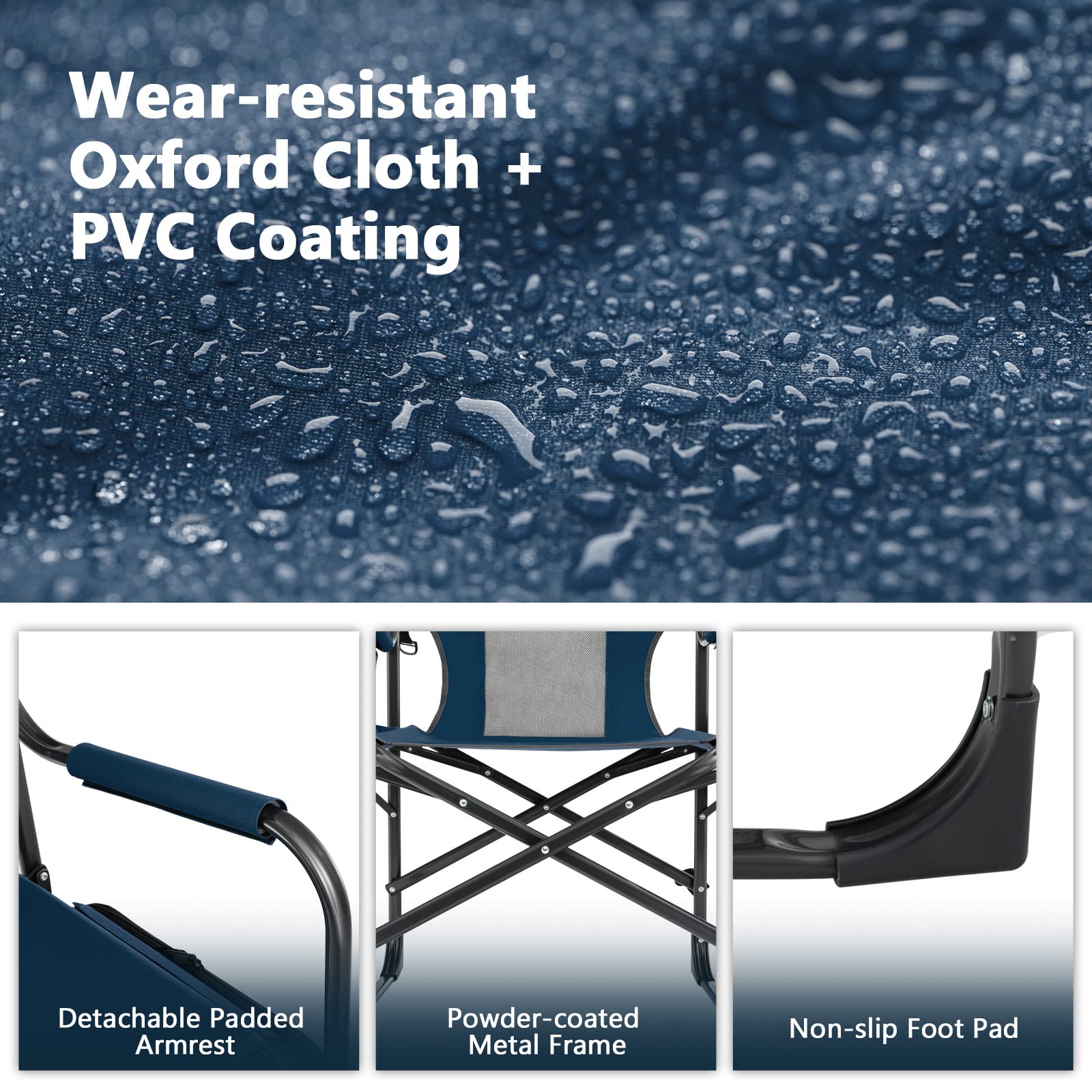 COSTWAY outdoor chair uses Oxford cloth for wear resistance and easy cleaning.