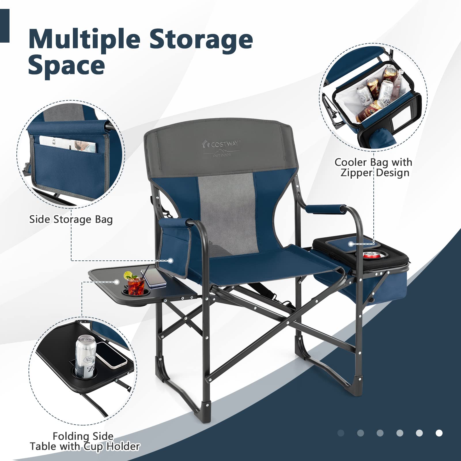 COSTWAY folding chair with portable strap makes transport simple and convenient.