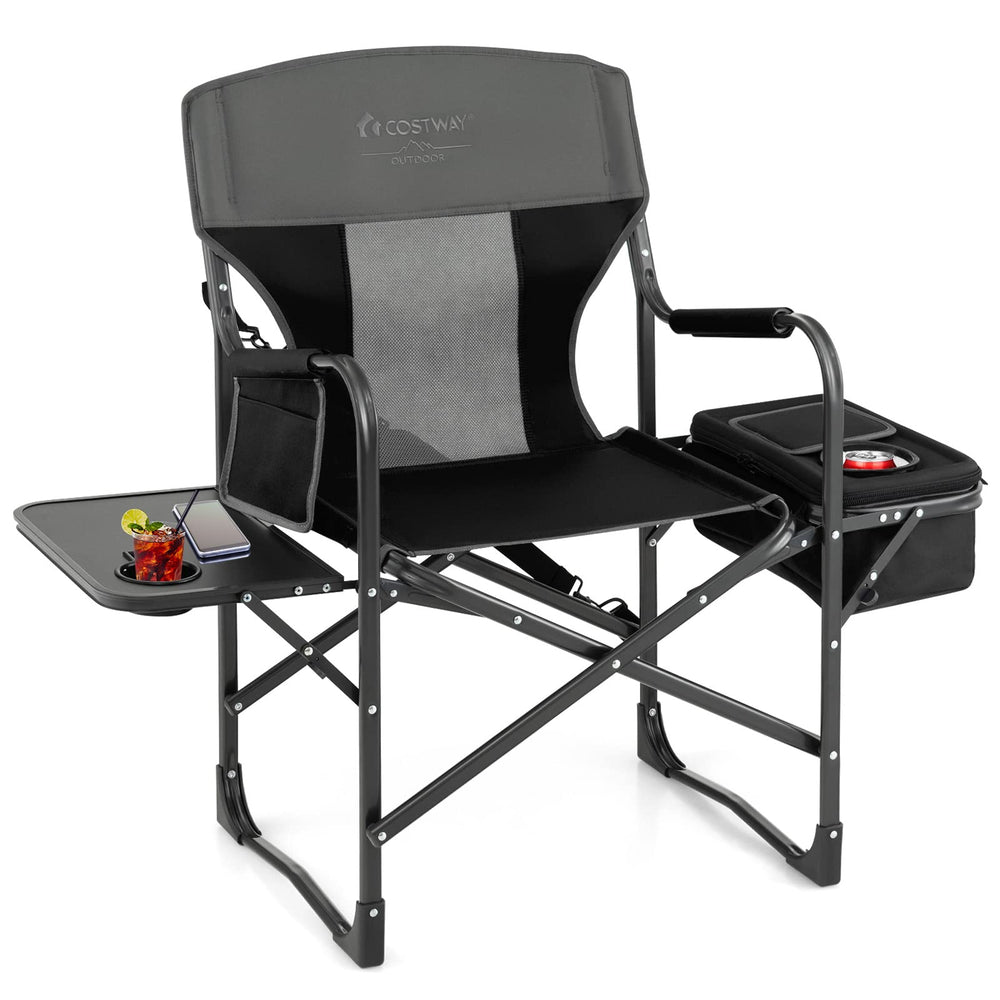 Costway folding camping chair with side table for outdoor meals
