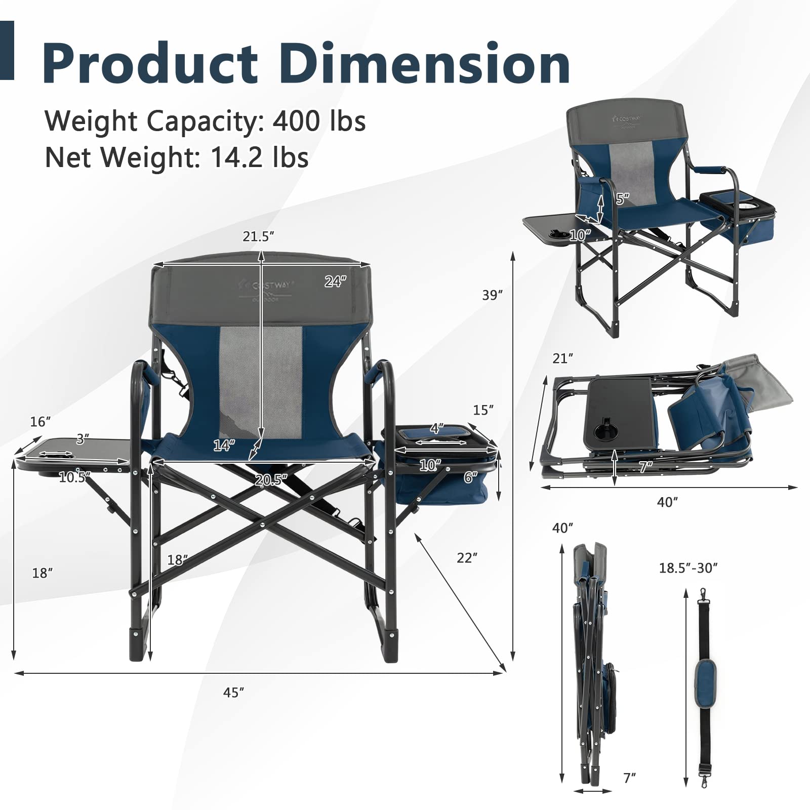COSTWAY heavy-duty chair features a rustproof frame for reliable outdoor use.