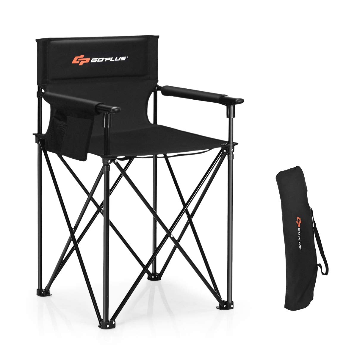 Costway folding camping chair in unfolded setup showing quick no-assembly use