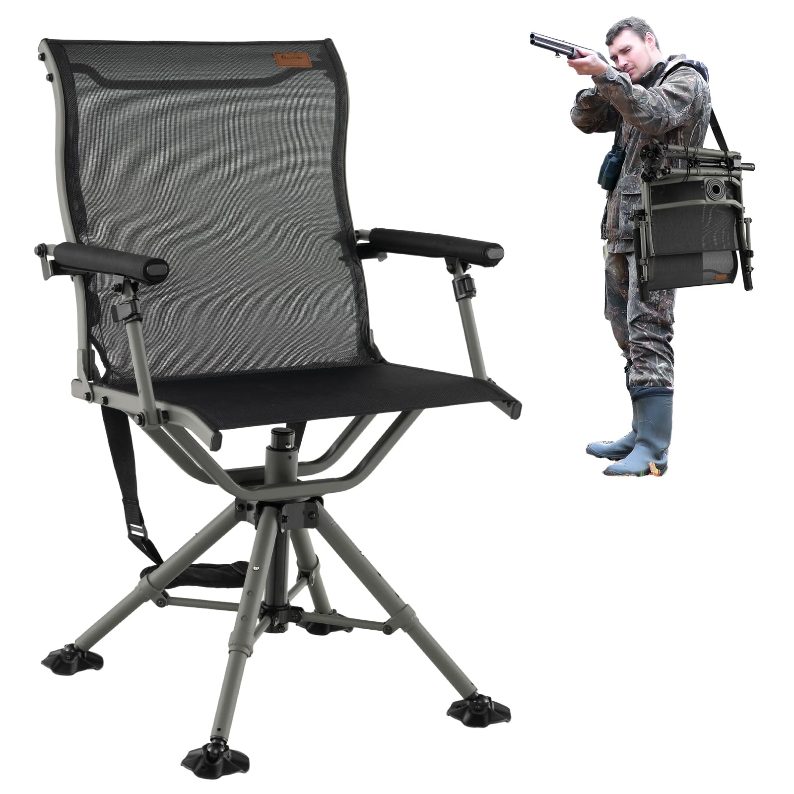 Costway folding hunting chair with 360 swivel for silent field scanning