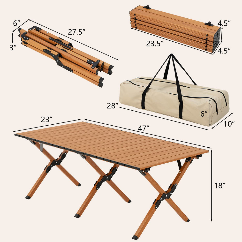 Costway folding picnic table with folded legs for easy storage