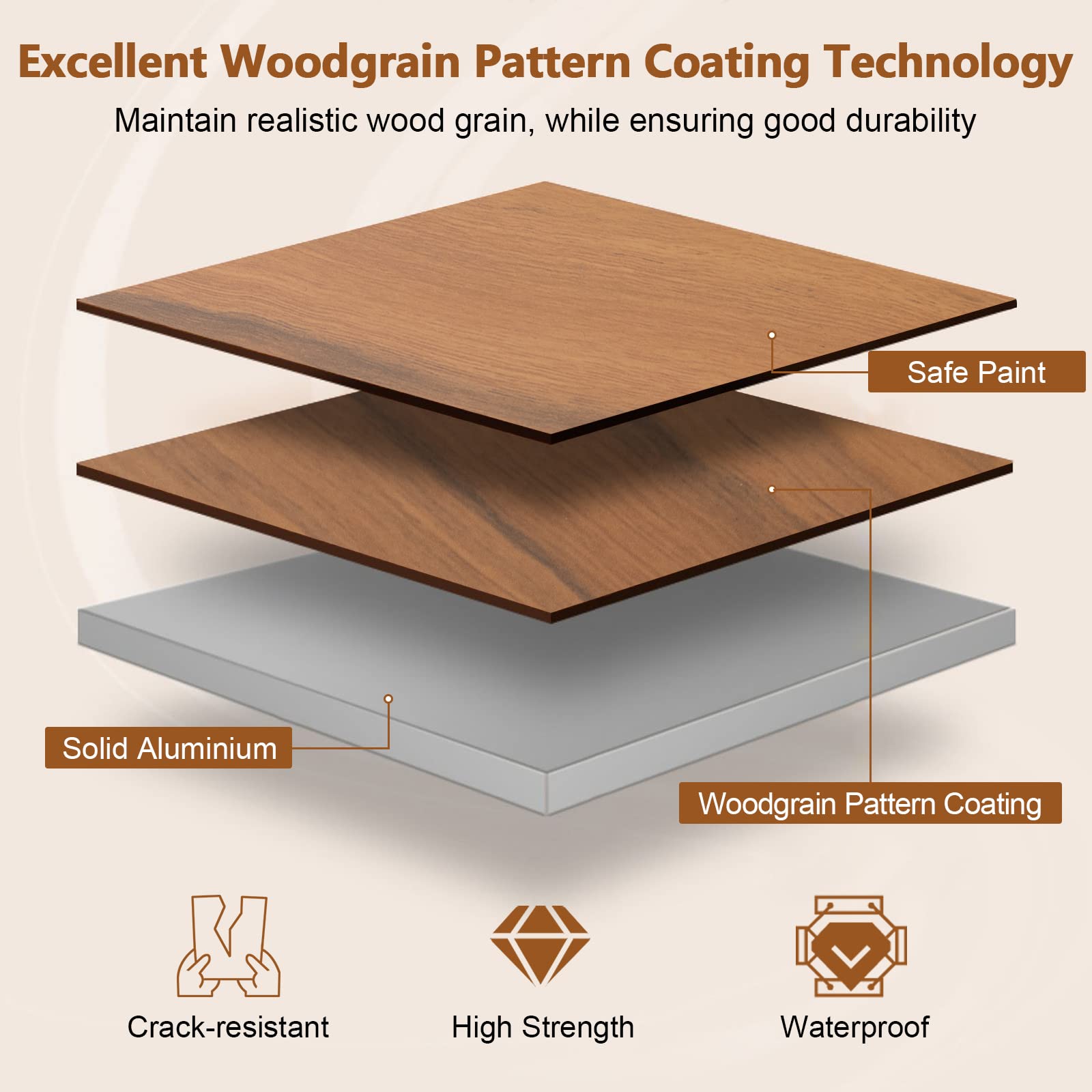 Costway table with protective foot covers for various terrains