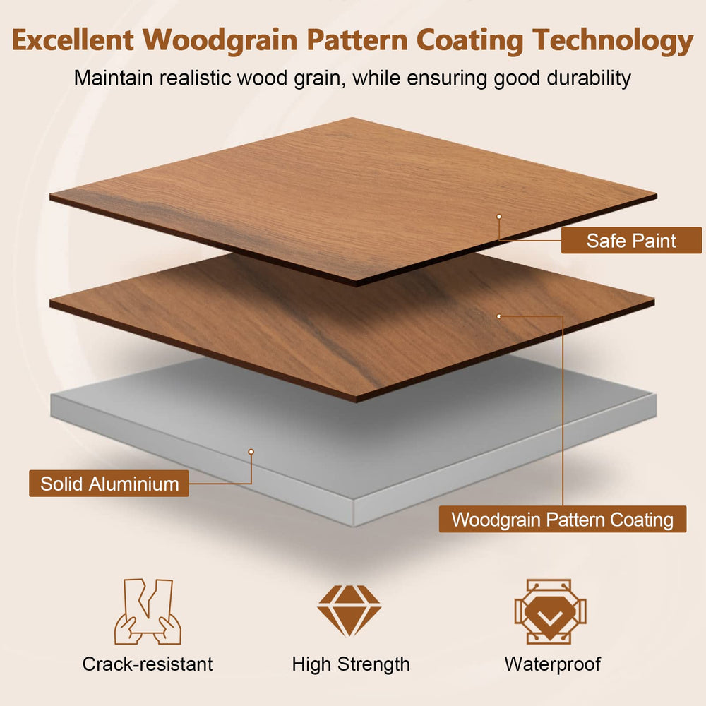 Costway table with protective foot covers for various terrains