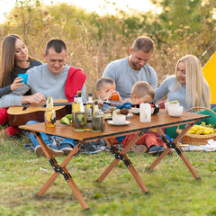 Costway folding picnic table roll-up top ready for compact transport