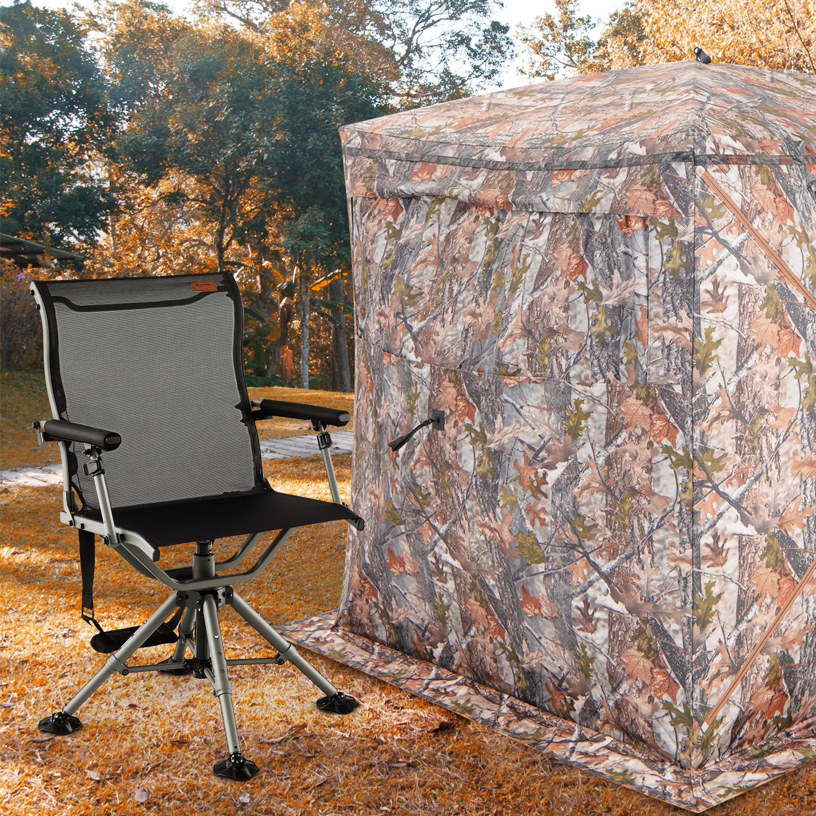 Costway hunting chair with oversized duck feet stays stable on soft ground