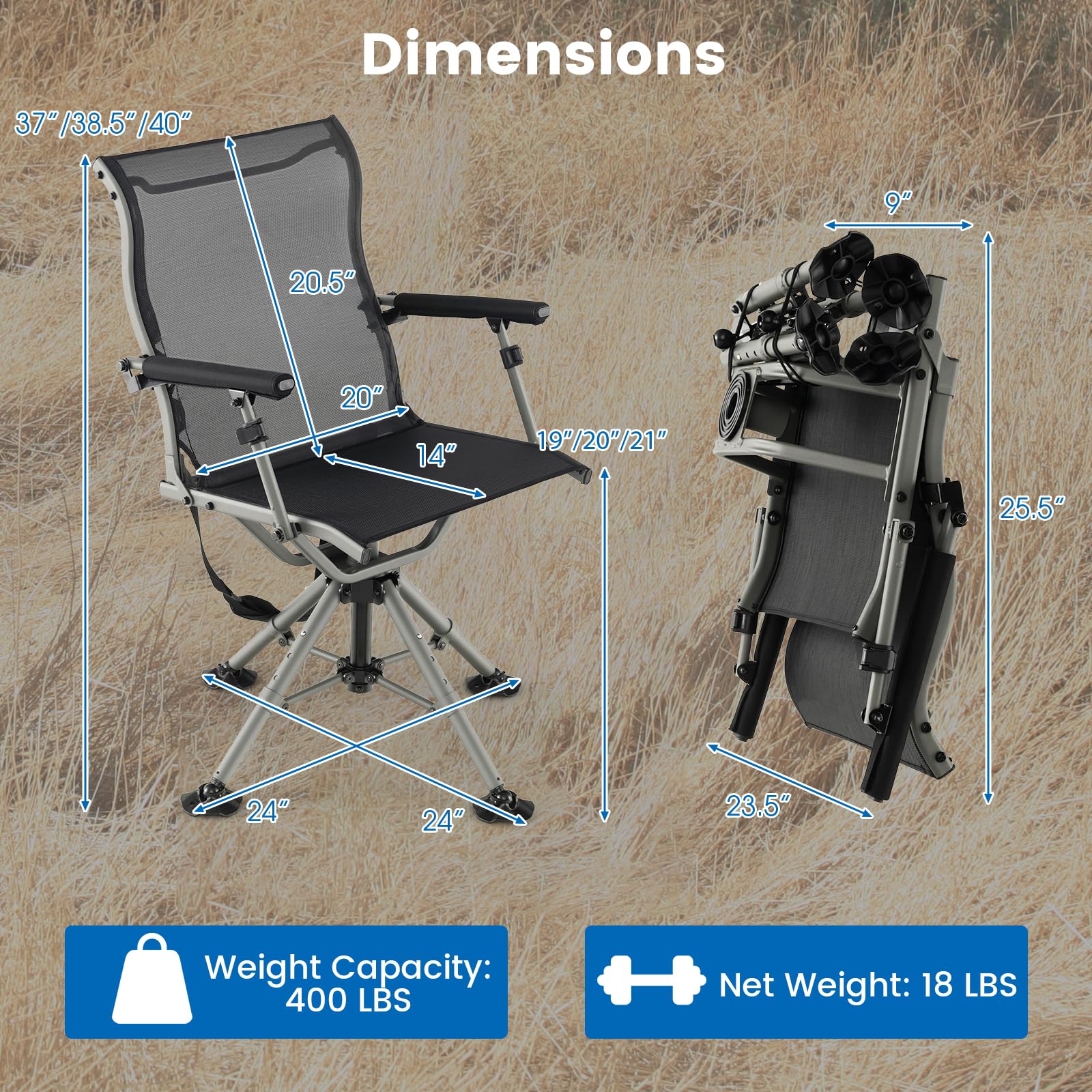 Costway chair with padded armrests offers adjustable comfort for long waits