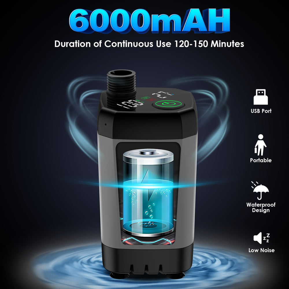Cosy Life portable shower LED display closeup reveals real-time temp and power.