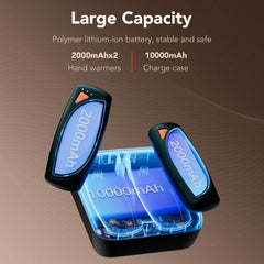 Cotop hand warmers 14000mAh total battery powers longer outdoor sessions.