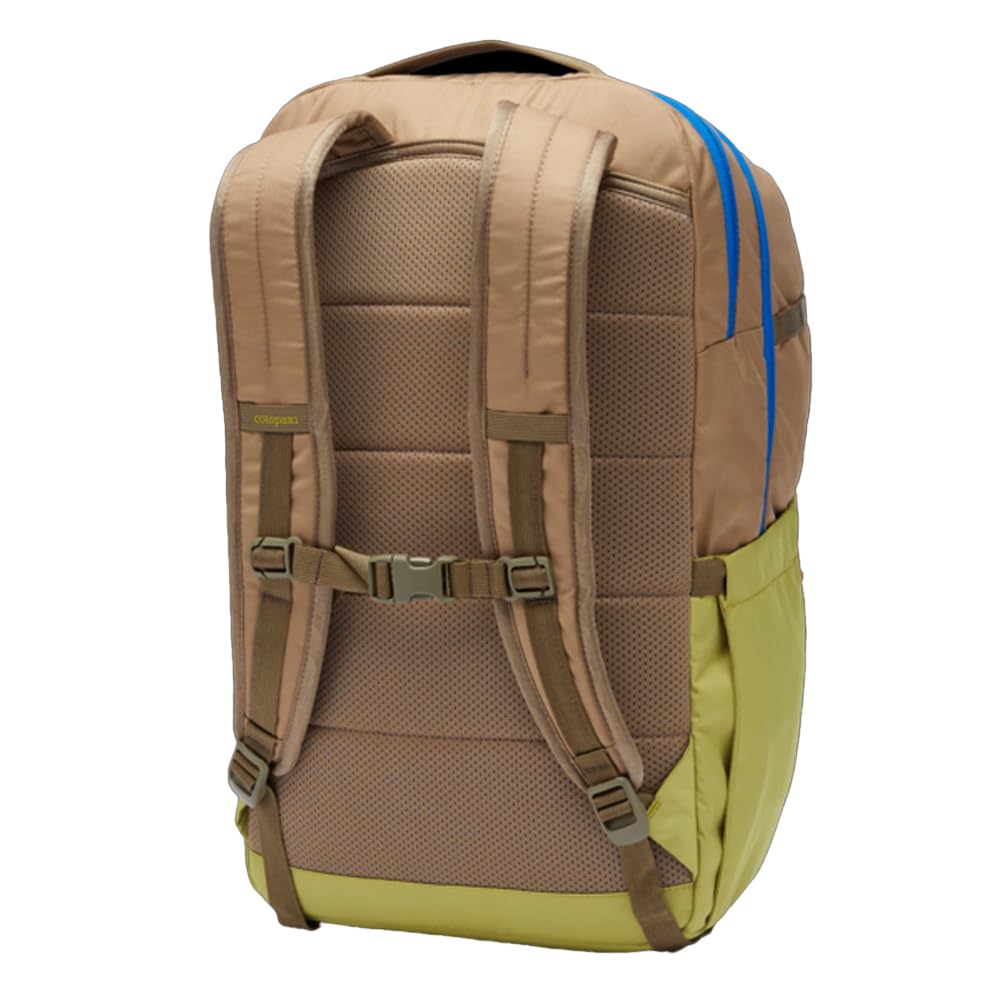 Cotopaxi Chiquillo 30L side view in Desert / Lemongrass for compact organization on the go.