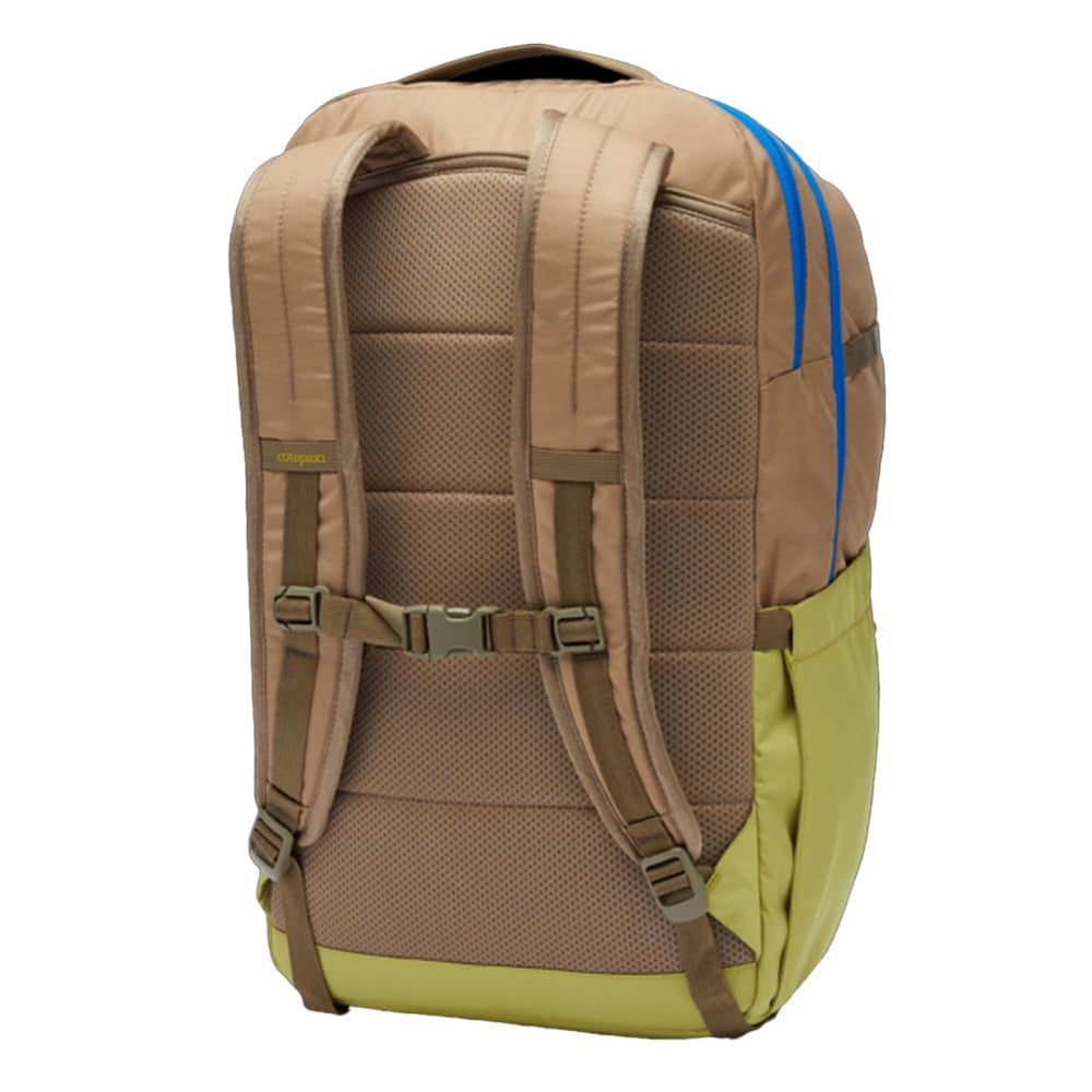 Cotopaxi Chiquillo 30L side view in Desert / Lemongrass for compact organization on the go.