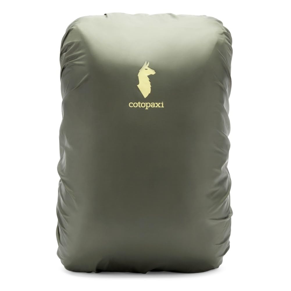 Cotopaxi Seco 45L Rain Cover rolled in its own bag for compact storage.