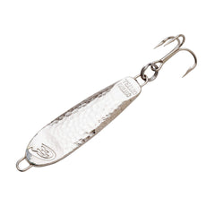 Cotton Cordell CC Spoon closeup shows silver finish and hammered sides for baitfish flash