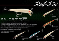 Cotton Cordell Red Fin proves effective on speckled trout and redfish when cast or trolled.