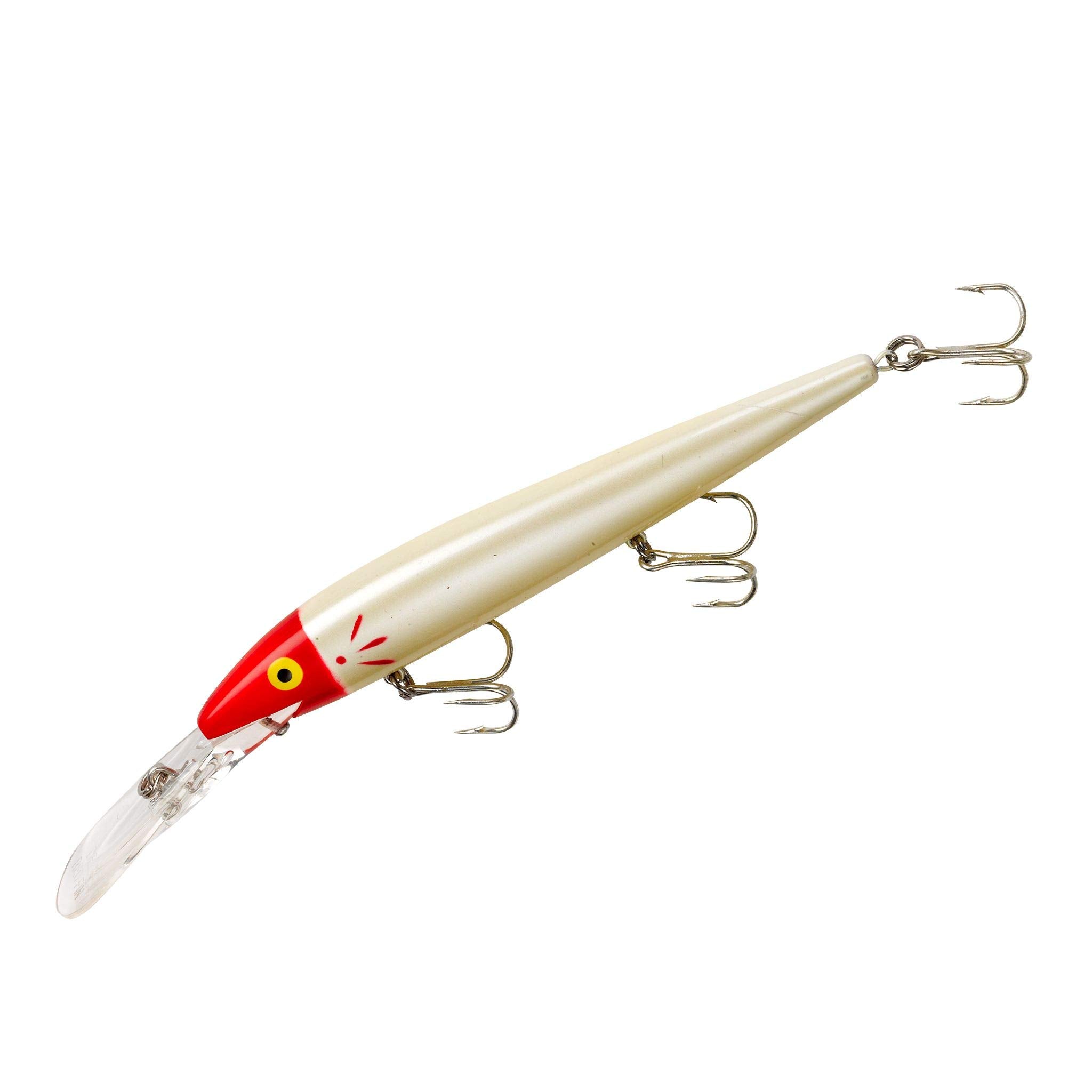 Cotton Cordell Deep Diving Red Fin Pearl-Red topwater wake promotes heart-stopping strikes.