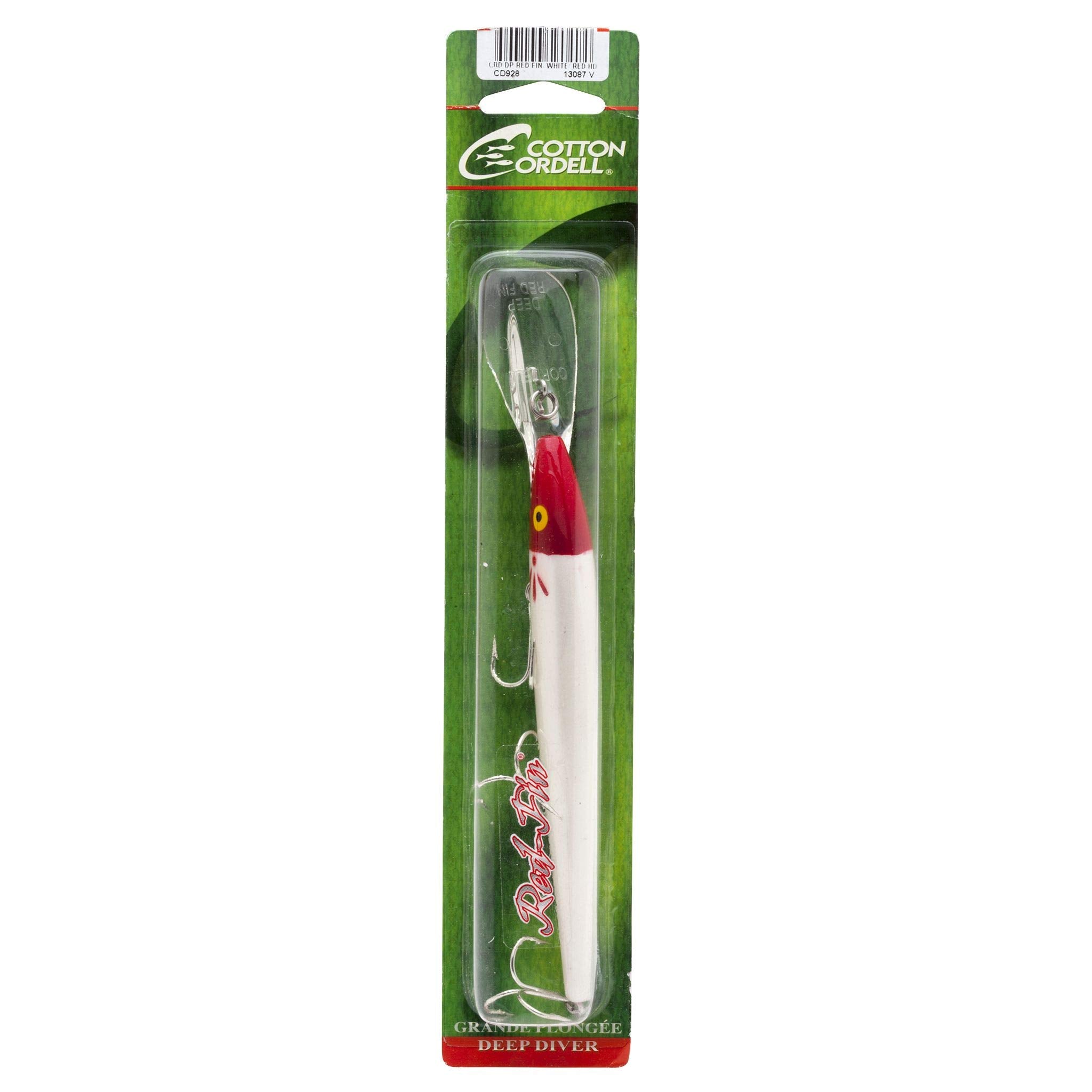 Cotton Cordell Deep Fin Pearl-Red shines during slow retrieves for striped bass and largemouth.
