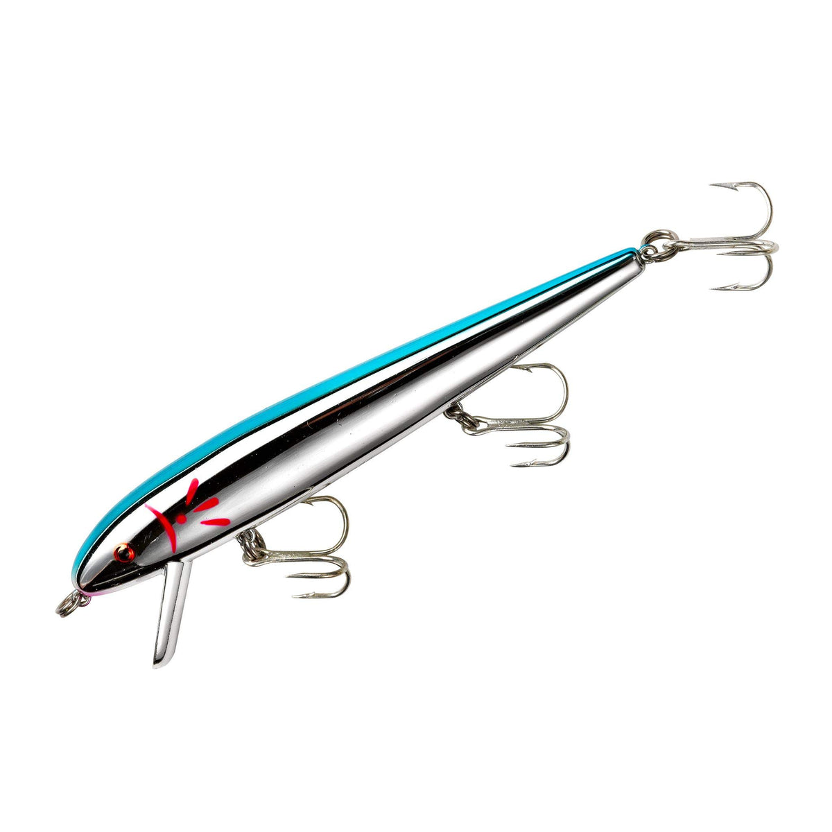 Cotton Cordell Red Fin Lure with chrome back, topwater action for bass.