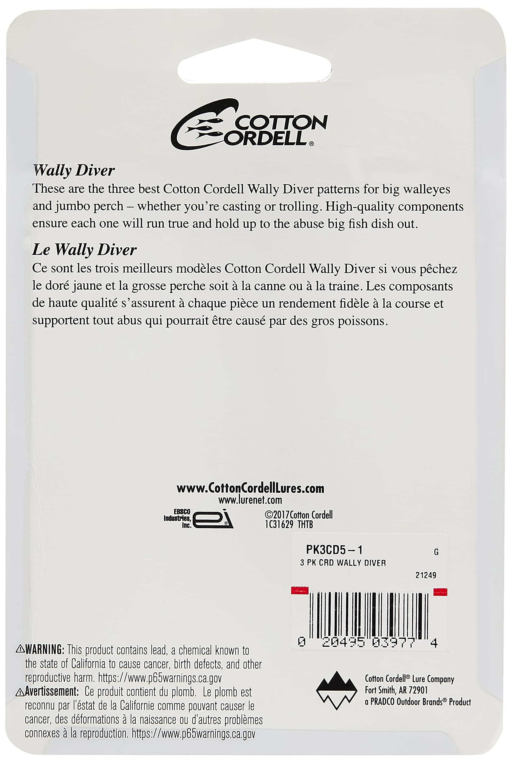 Cotton Cordell Wally Diver 3-pack variation closeup highlights durable finishes.