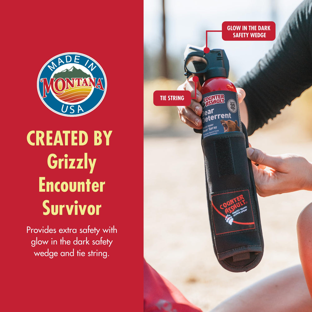 Counter Assault bear spray with 2% capsaicin formula for wildlife deterrence