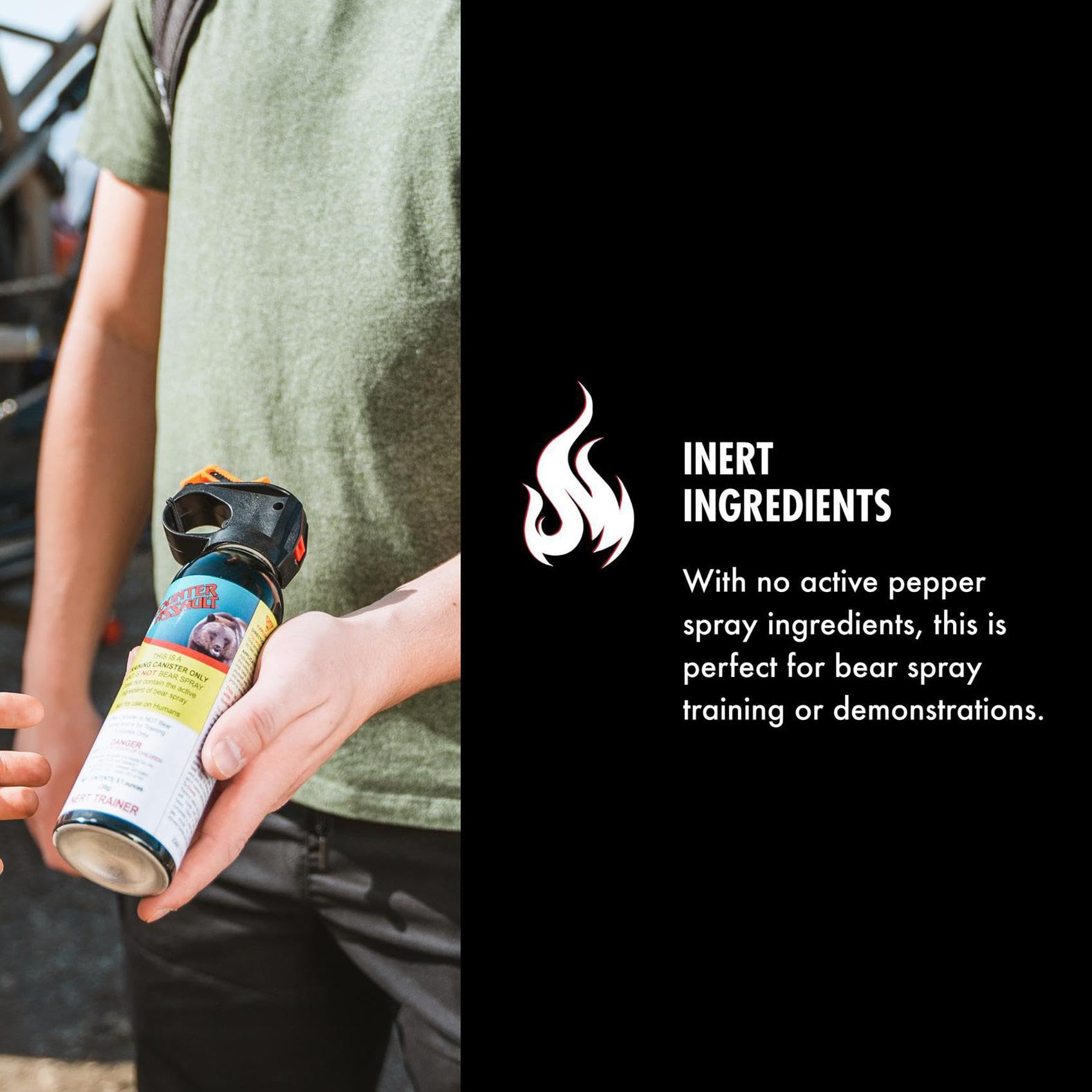 Counter Assault demonstration setup shows safe handling and non-active spray practice.