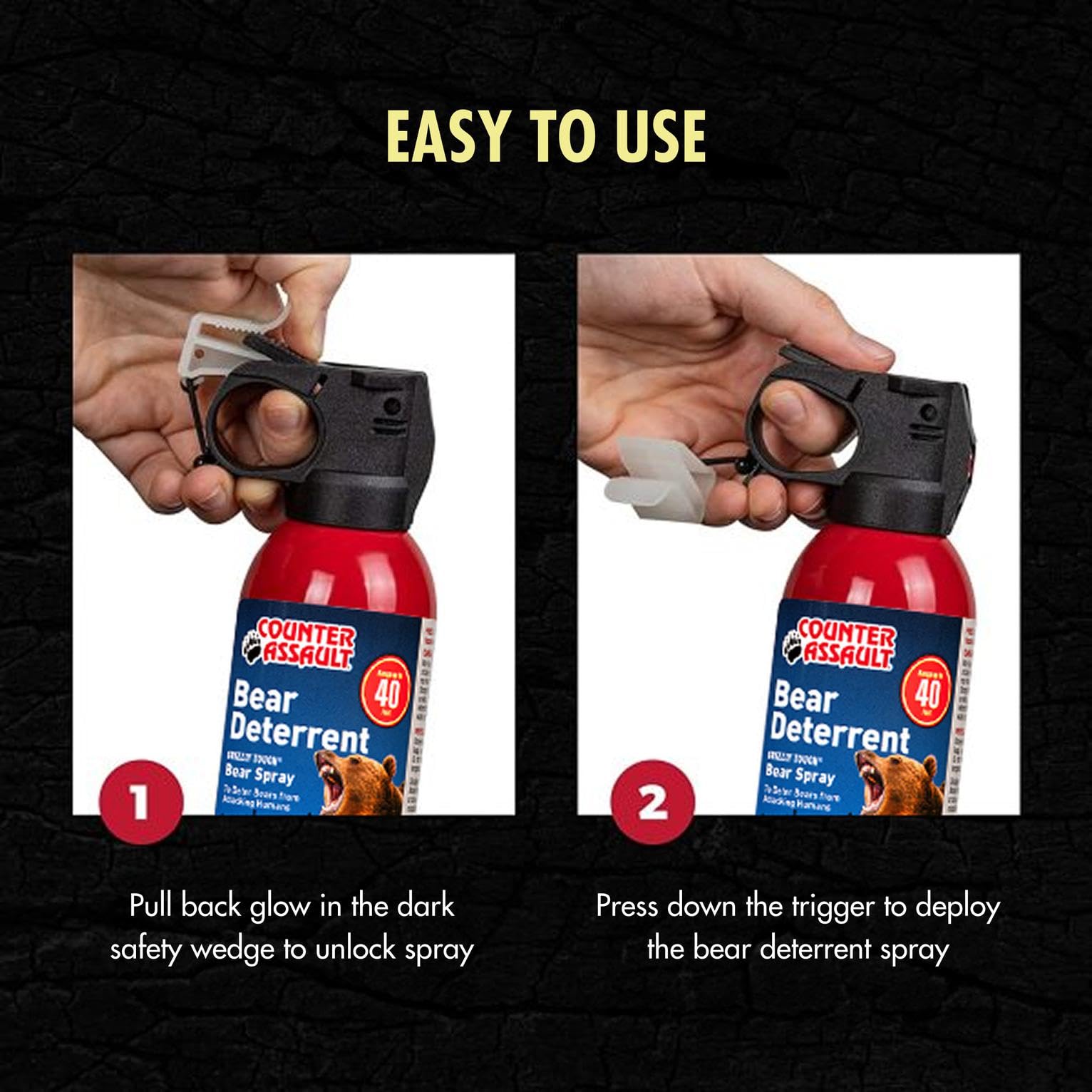 Counter Assault EPA-registered bear spray offers trusted deterrence.