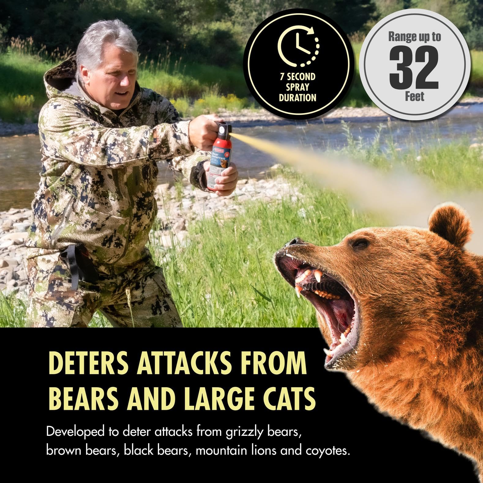 Counter Assault holster included keeps spray on your belt securely.