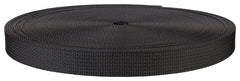 Country Brook Design 3/4 inch black polyester webbing, durable for harnesses and outdoor straps.