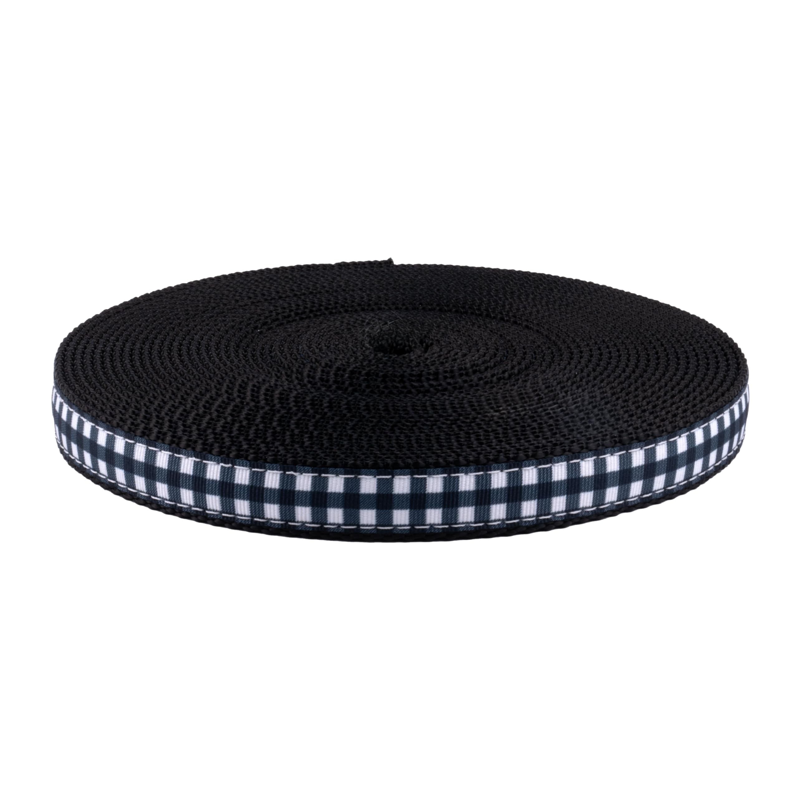 Country Brook Design buffalo plaid ribbon on nylon webbing for durable, versatile straps.