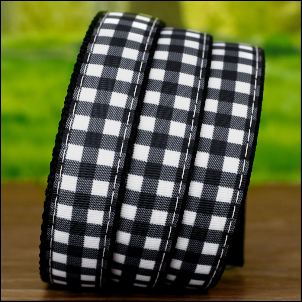 Country Brook Design black and white plaid print on nylon webbing for rugged projects.