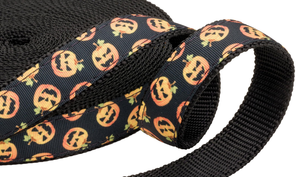 Rolled Happy Jack on black webbing, ready for quick crafting with sturdy material