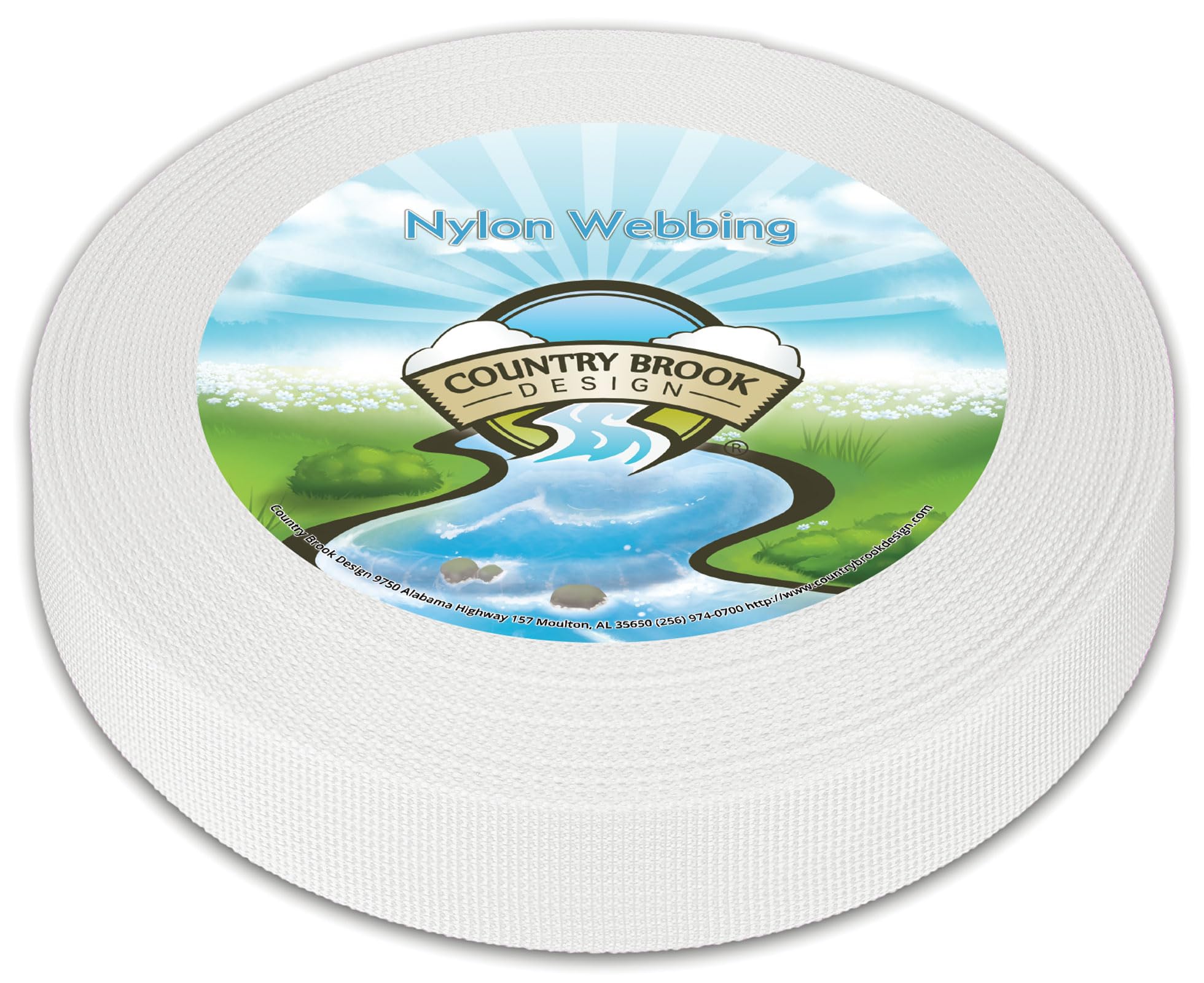 Country Brook Design lite weight nylon webbing close-up, smooth texture ideal for bags.