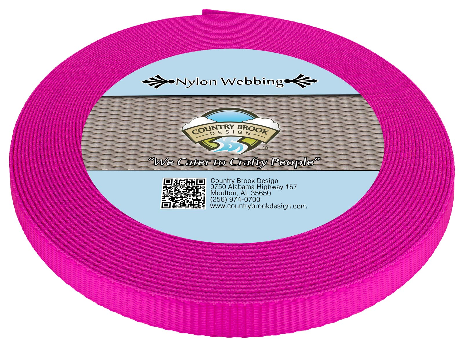 Country Brook Design close-up of nylon webbing; durable 1/2 inch width for anchors and fasteners