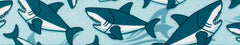 Country Brook Design ocean background sharks webbing ideal for lanyards and straps.